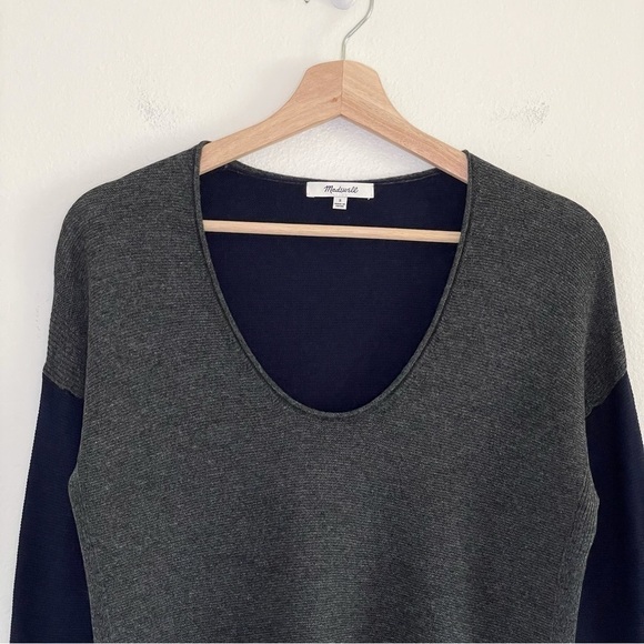 NEW Madewell Kimball Colorblock Wool Blend Pullover Sweater Grey Navy Blue Small - Picture 7 of 14